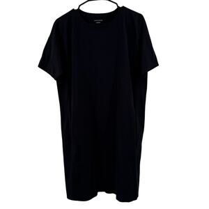 EILEEN FISHER Tee Dress Size Small Pockets Black NEW Short Sleeve Stretch Basic